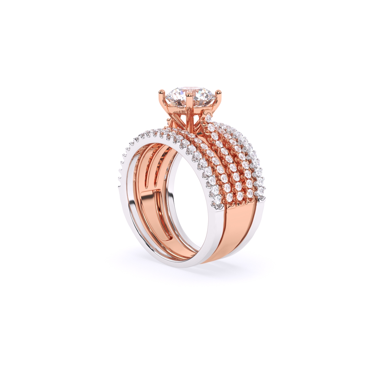 Sparkle Solitaire Five Band Engagement Ring